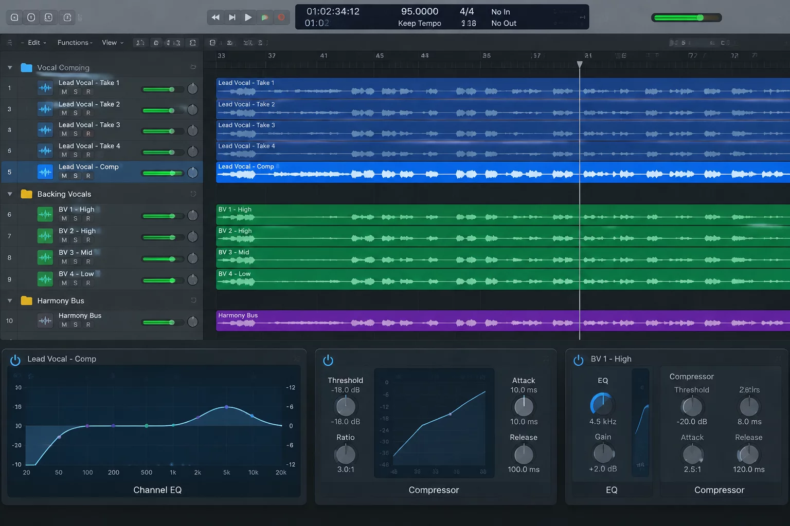 Vocal Production Folders from Tuning to Final Bus